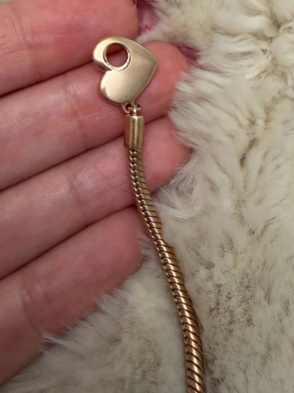Pandora Rose Gold Snake Chain Bracelet with Heart Toggle